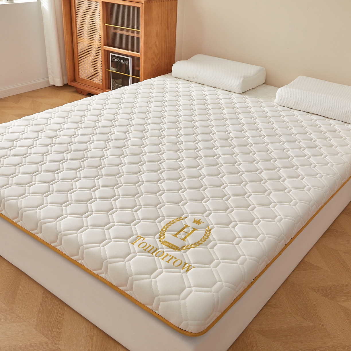 91家纺网 家纺一手货源 找家纺 希廷顿 2025春夏新款足球床垫单床垫 白色-足球-H烫画