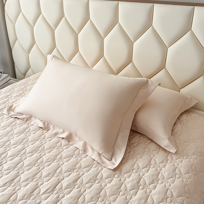 91家纺网 家纺一手货源 找家纺 金喜 2025新款高档100支全棉枕套纯棉宽边枕头套枕头罩 杏粉