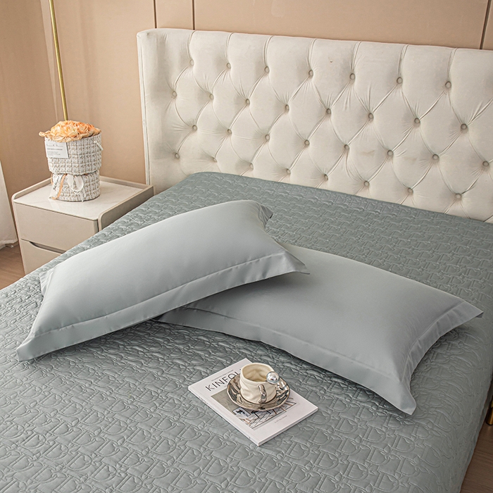 91家纺网 家纺一手货源 找家纺 金喜 2025新款高档100支全棉枕套纯棉宽边枕头套枕头罩 木槿绿