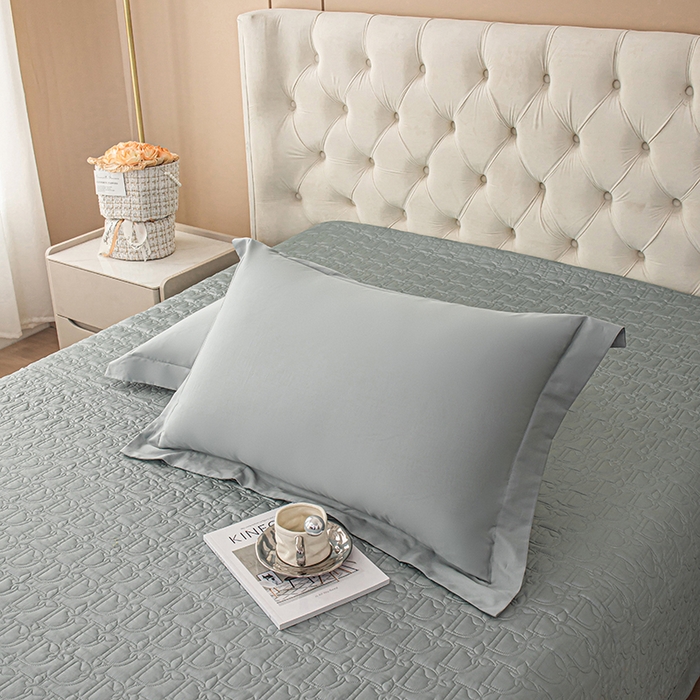 91家纺网 家纺一手货源 找家纺 金喜 2025新款高档100支全棉枕套纯棉宽边枕头套枕头罩 木槿绿