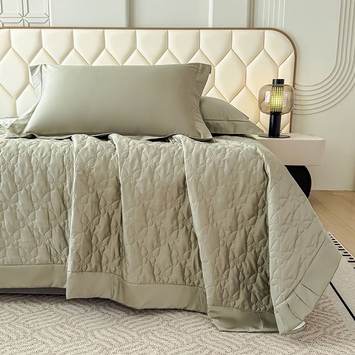 91家纺网 家纺一手货源 找家纺 金喜 2025新款高档100支全棉枕套纯棉宽边枕头套枕头罩 绿墨