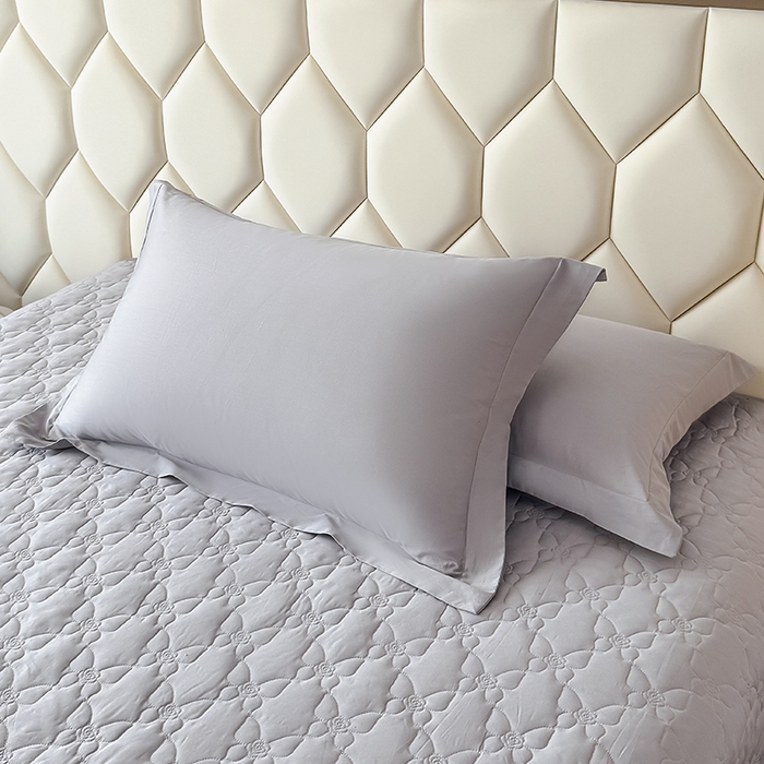 91家纺网 家纺一手货源 找家纺 金喜 2025新款高档100支全棉枕套纯棉宽边枕头套枕头罩 灰紫