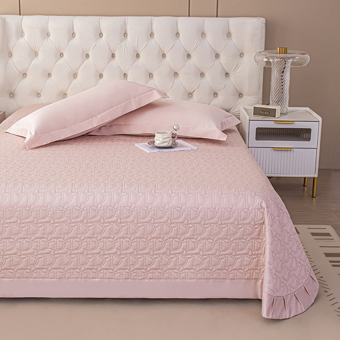 91家纺网 家纺一手货源 找家纺 金喜 2025新款高档100支全棉枕套纯棉宽边枕头套枕头罩 白桃粉