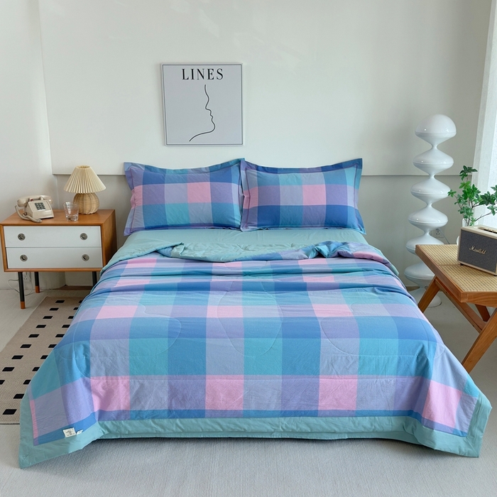 91家纺网 家纺一手货源 找家纺 （总）价格下调三沁2025最新A类大豆纤维全棉色织水洗棉夏被四件套夏凉被空调被子无印良品