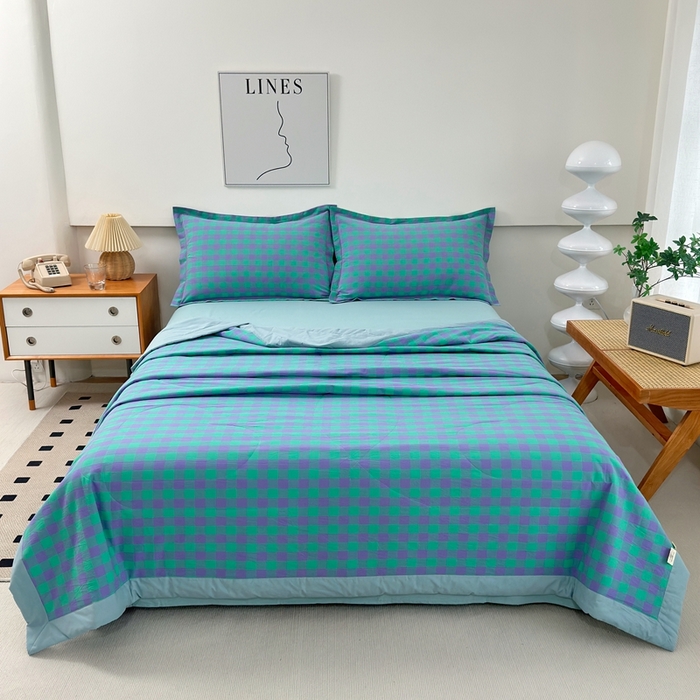 91家纺网 家纺一手货源 找家纺 （总）价格下调三沁2025最新A类大豆纤维全棉色织水洗棉夏被四件套夏凉被空调被子无印良品