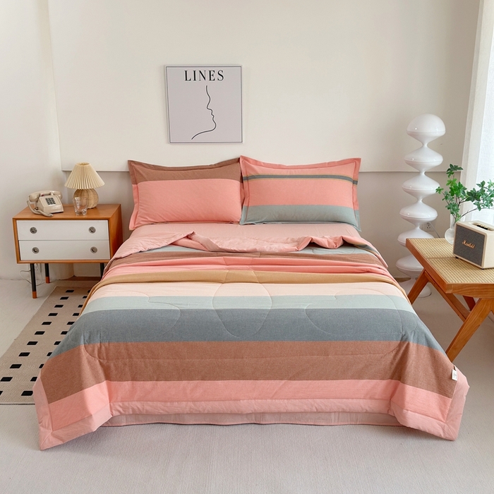 91家纺网 家纺一手货源 找家纺 （总）价格下调三沁2025最新A类大豆纤维全棉色织水洗棉夏被四件套夏凉被空调被子无印良品