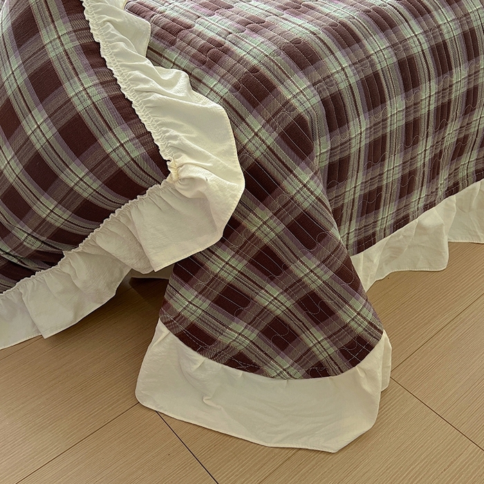 91家纺网 家纺一手货源 找家纺 美梦家纺2025新款皱皱纱花边被套床盖四件套 薄巧