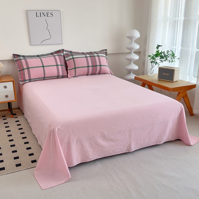 91家纺网 家纺一手货源 找家纺 价格下调三沁2025最新A类大豆纤维全棉色织水洗棉夏被四件套夏凉被空调被子无印良品 粉色恋人