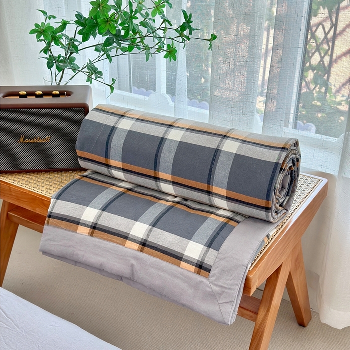 91家纺网 家纺一手货源 找家纺 价格下调三沁2025最新A类大豆纤维全棉色织水洗棉夏被四件套夏凉被空调被子无印良品 爵士乐章