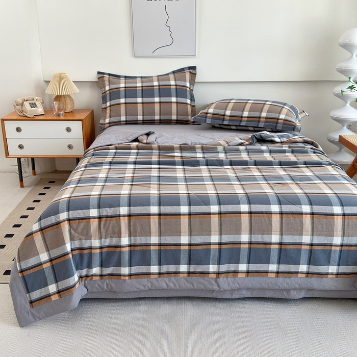 91家纺网 家纺一手货源 找家纺 价格下调三沁2025最新A类大豆纤维全棉色织水洗棉夏被四件套夏凉被空调被子无印良品 爵士乐章