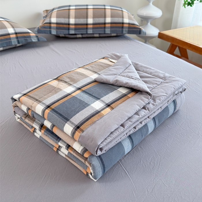 91家纺网 家纺一手货源 找家纺 价格下调三沁2025最新A类大豆纤维全棉色织水洗棉夏被四件套夏凉被空调被子无印良品 爵士乐章