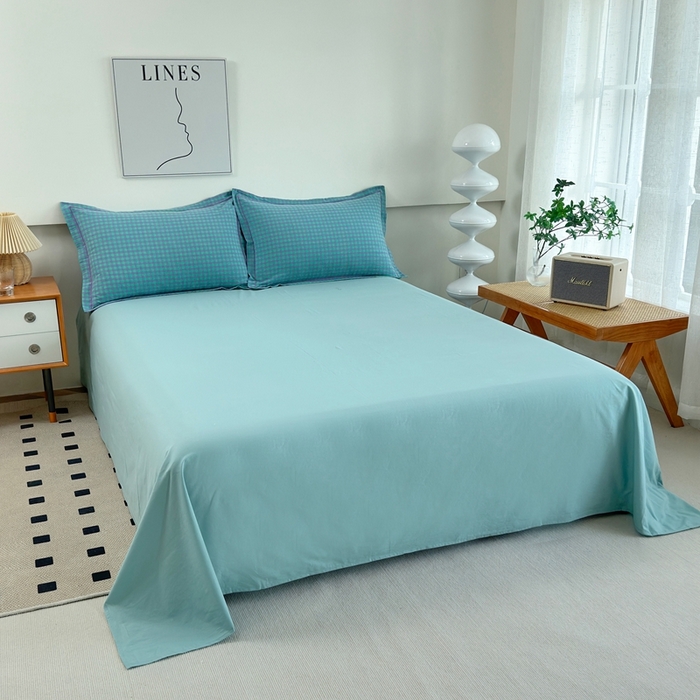 91家纺网 家纺一手货源 找家纺 价格下调三沁2025最新A类大豆纤维全棉色织水洗棉夏被四件套夏凉被空调被子无印良品 绿野仙踪小格