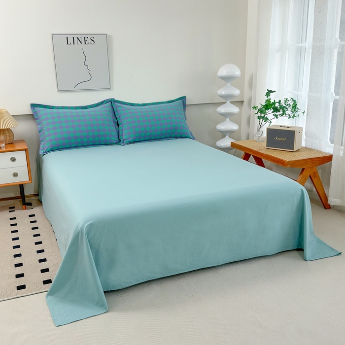 91家纺网 家纺一手货源 找家纺 价格下调三沁2025最新A类大豆纤维全棉色织水洗棉夏被四件套夏凉被空调被子无印良品 绿野仙踪中格