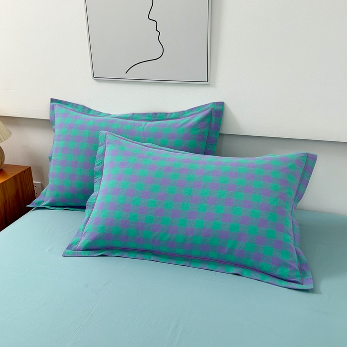 91家纺网 家纺一手货源 找家纺 价格下调三沁2025最新A类大豆纤维全棉色织水洗棉夏被四件套夏凉被空调被子无印良品 绿野仙踪中格