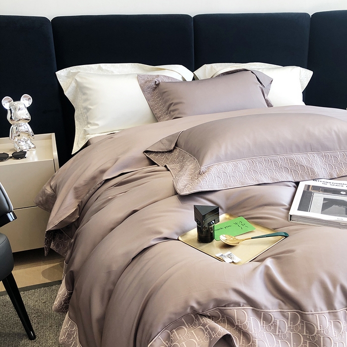 91家纺网 家纺一手货源 找家纺 （总）佳汐蓝 2023新款140支长绒棉绣边款四件套劳伦斯系列