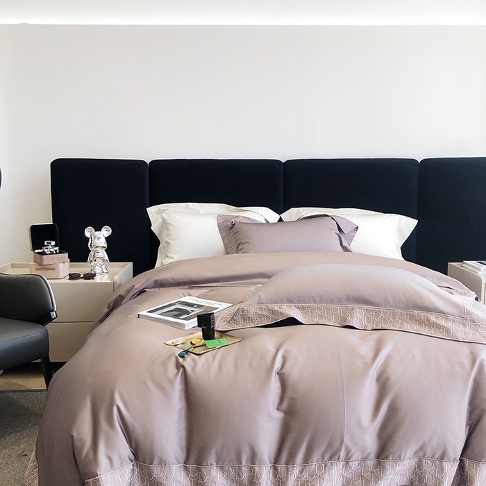 91家纺网 家纺一手货源 找家纺 （总）佳汐蓝 2023新款140支长绒棉绣边款四件套劳伦斯系列