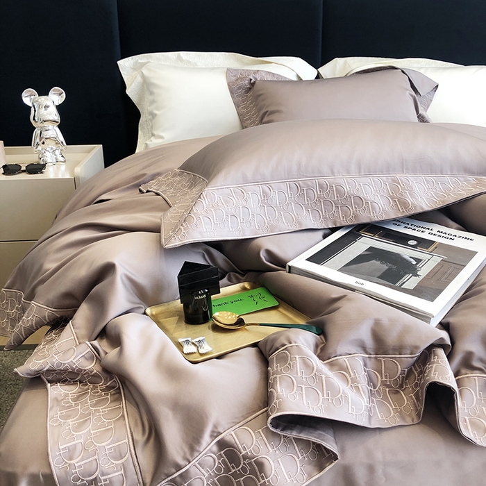 91家纺网 家纺一手货源 找家纺 （总）佳汐蓝 2023新款140支长绒棉绣边款四件套劳伦斯系列