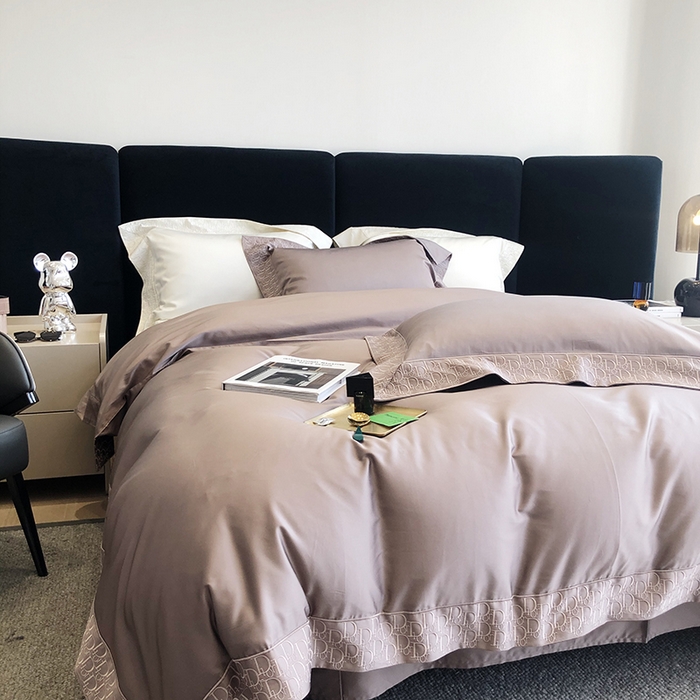 91家纺网 家纺一手货源 找家纺 （总）佳汐蓝 2023新款140支长绒棉绣边款四件套劳伦斯系列