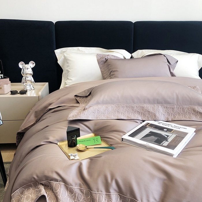 91家纺网 家纺一手货源 找家纺 （总）佳汐蓝 2023新款140支长绒棉绣边款四件套劳伦斯系列