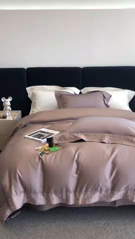 91家纺网 家纺一手货源 找家纺 （总）佳汐蓝 2023新款140支长绒棉绣边款四件套劳伦斯系列