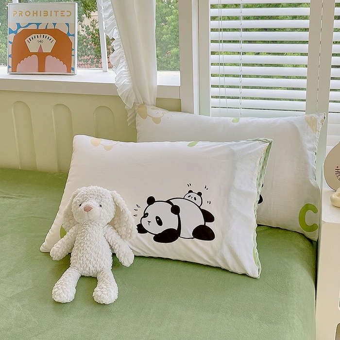 91家纺网 家纺一手货源 找家纺 金鑫汇家纺 2025新款全棉纯棉棉加豆豆绒棉加绒系列四件套 棉加豆豆绒-可爱熊猫