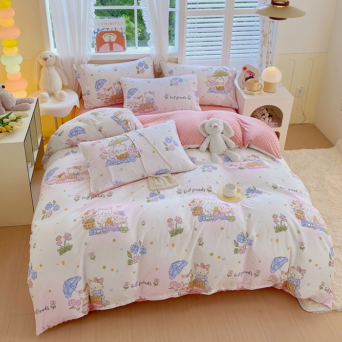 91家纺网 家纺一手货源 找家纺 金鑫汇家纺 2025新款全棉纯棉棉加豆豆绒棉加绒系列四件套 棉加豆豆绒-喵喵日记