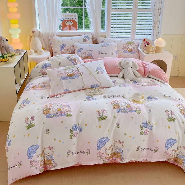 91家纺网 家纺一手货源 找家纺 金鑫汇家纺 2025新款全棉纯棉棉加豆豆绒棉加绒系列四件套 棉加豆豆绒-喵喵日记