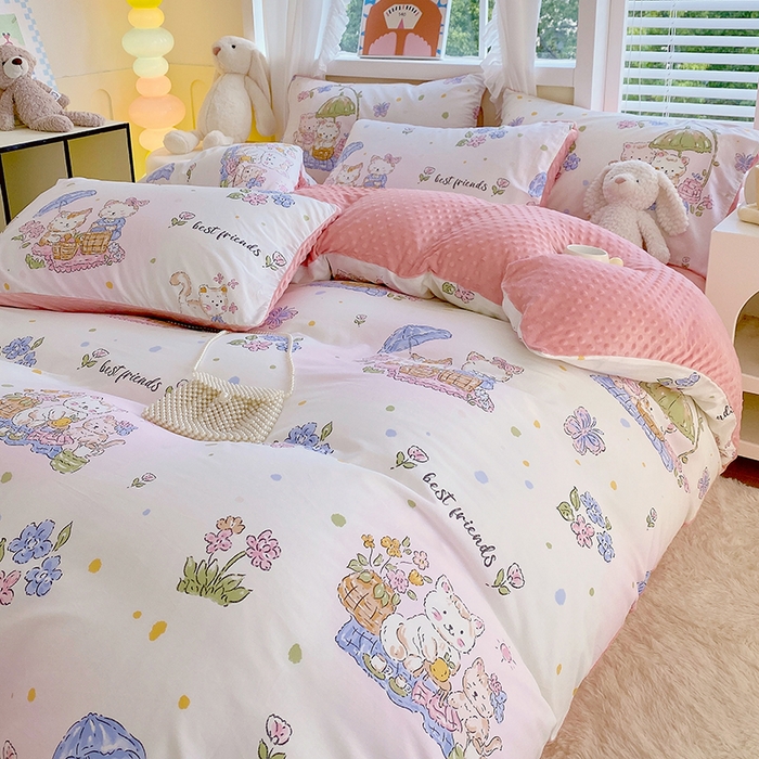 91家纺网 家纺一手货源 找家纺 金鑫汇家纺 2025新款全棉纯棉棉加豆豆绒棉加绒系列四件套 棉加豆豆绒-喵喵日记