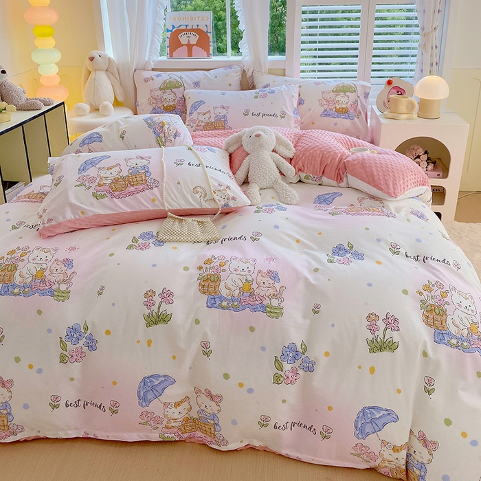 91家纺网 家纺一手货源 找家纺 金鑫汇家纺 2025新款全棉纯棉棉加豆豆绒棉加绒系列四件套 棉加豆豆绒-喵喵日记