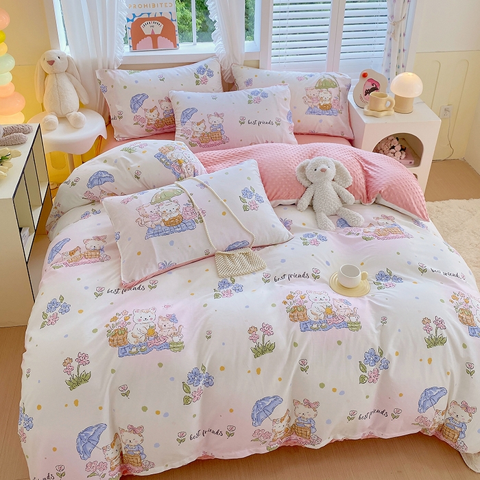 91家纺网 家纺一手货源 找家纺 金鑫汇家纺 2025新款全棉纯棉棉加豆豆绒棉加绒系列四件套 棉加豆豆绒-喵喵日记