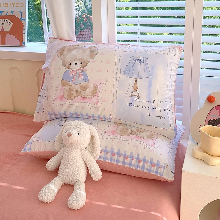 91家纺网 家纺一手货源 找家纺 金鑫汇家纺 2025新款全棉纯棉棉加豆豆绒棉加绒系列四件套 棉加豆豆绒-熊熊精灵