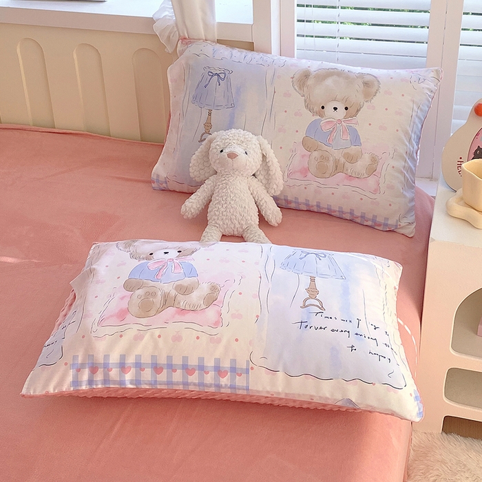 91家纺网 家纺一手货源 找家纺 金鑫汇家纺 2025新款全棉纯棉棉加豆豆绒棉加绒系列四件套 棉加豆豆绒-熊熊精灵