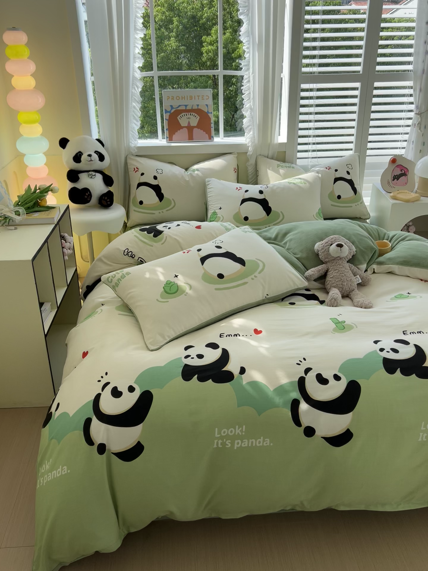 91家纺网 家纺一手货源 找家纺 金鑫汇家纺 2025新款全棉纯棉棉加豆豆绒棉加绒系列四件套 棉加绒-熊猫乐园