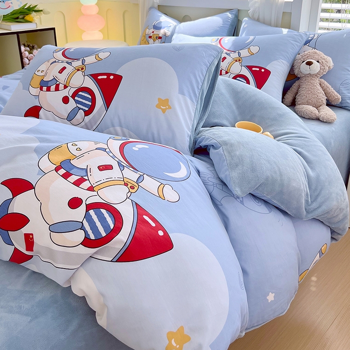 91家纺网 家纺一手货源 找家纺 金鑫汇家纺 2025新款全棉纯棉棉加豆豆绒棉加绒系列四件套 棉加绒-冲上云霄