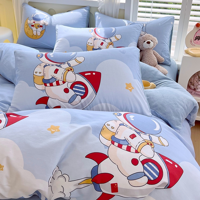 91家纺网 家纺一手货源 找家纺 金鑫汇家纺 2025新款全棉纯棉棉加豆豆绒棉加绒系列四件套 棉加绒-冲上云霄