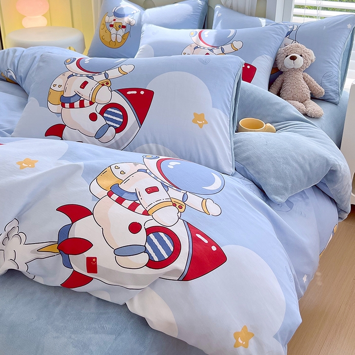 91家纺网 家纺一手货源 找家纺 金鑫汇家纺 2025新款全棉纯棉棉加豆豆绒棉加绒系列四件套 棉加绒-冲上云霄