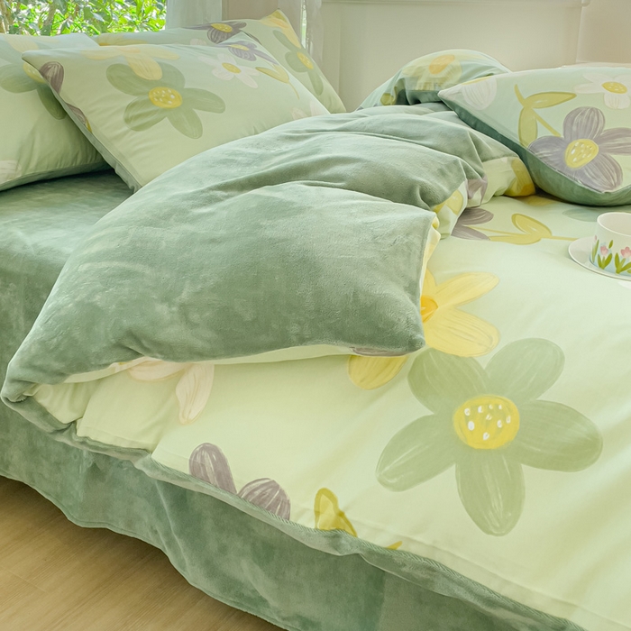 91家纺网 家纺一手货源 找家纺 金鑫汇家纺 2025新款全棉纯棉棉加豆豆绒棉加绒系列四件套 棉加绒-棉加绒-五彩缤纷