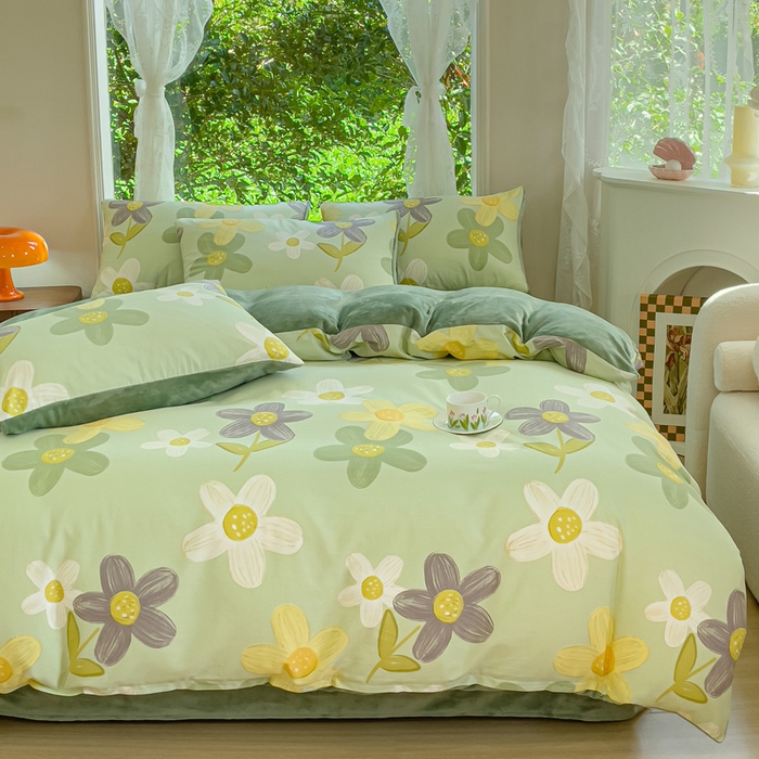 91家纺网 家纺一手货源 找家纺 金鑫汇家纺 2025新款全棉纯棉棉加豆豆绒棉加绒系列四件套 棉加绒-棉加绒-五彩缤纷