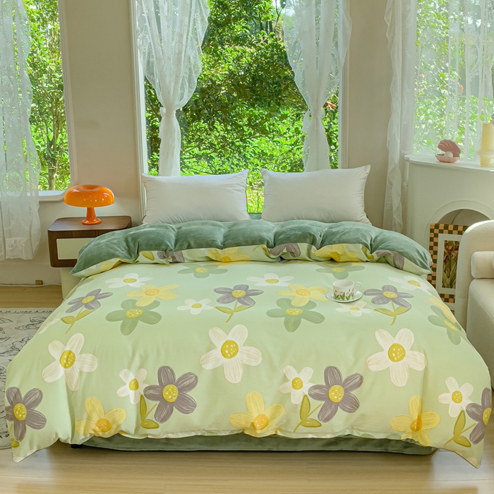 91家纺网 家纺一手货源 找家纺 金鑫汇家纺 2025新款全棉纯棉棉加豆豆绒棉加绒系列四件套 棉加绒-棉加绒-五彩缤纷