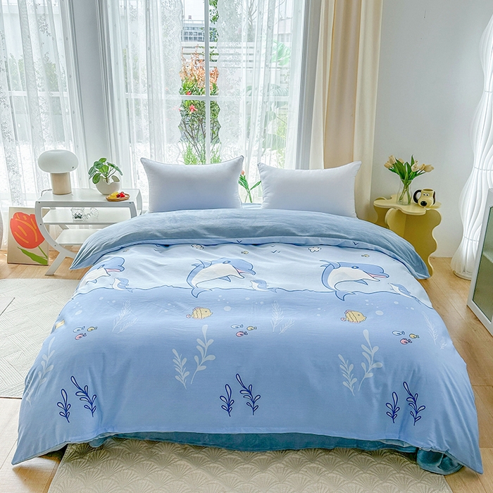 91家纺网 家纺一手货源 找家纺 金鑫汇家纺 2025新款全棉纯棉棉加豆豆绒棉加绒系列四件套 棉加绒-海洋世界