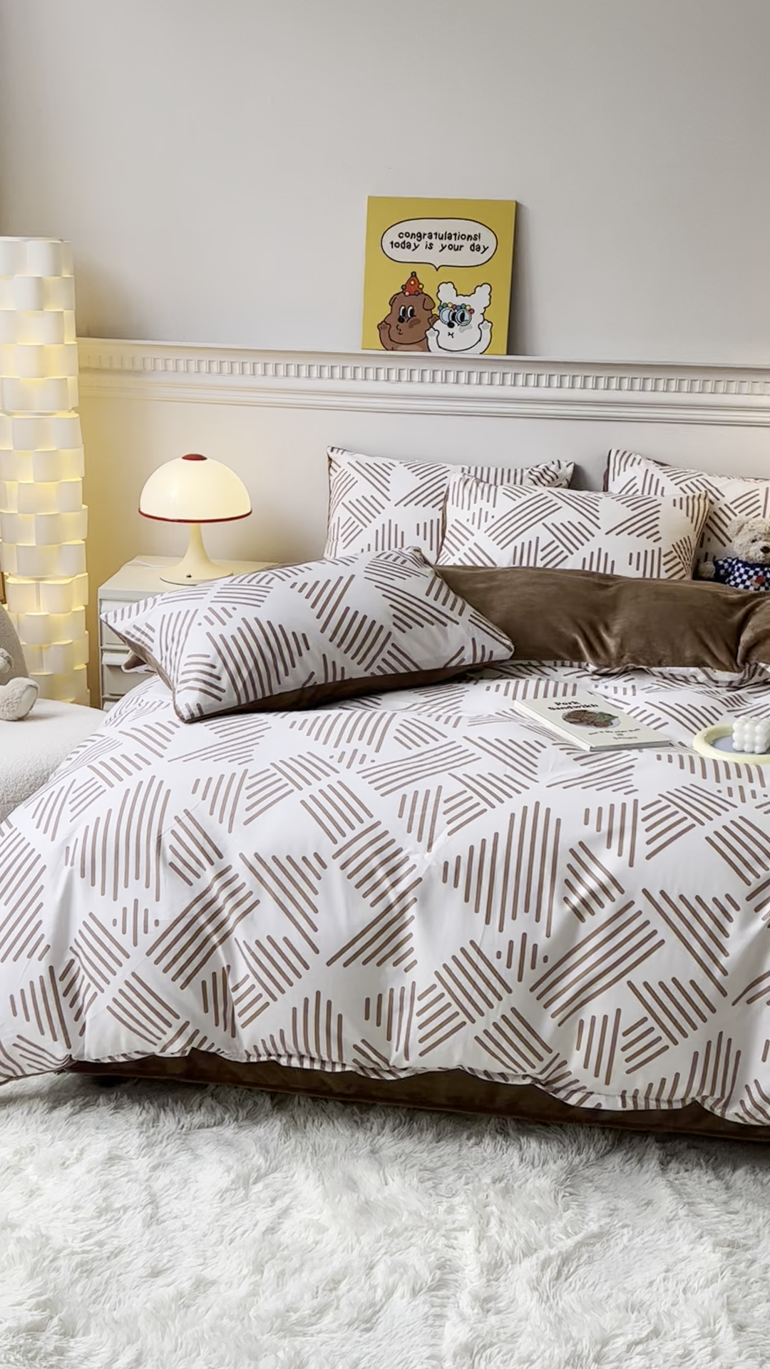 91家纺网 家纺一手货源 找家纺 金鑫汇家纺 2025新款全棉纯棉棉加豆豆绒棉加绒系列四件套 棉加绒-棉加绒-简格卡琪