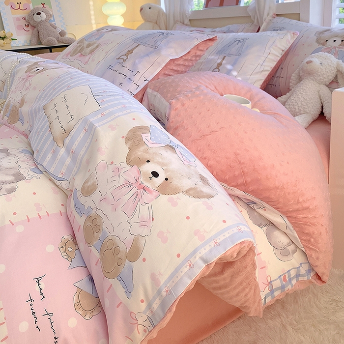 91家纺网 家纺一手货源 找家纺 （总）金鑫汇家纺 2025新款全棉纯棉棉加豆豆绒棉加绒系列四件套