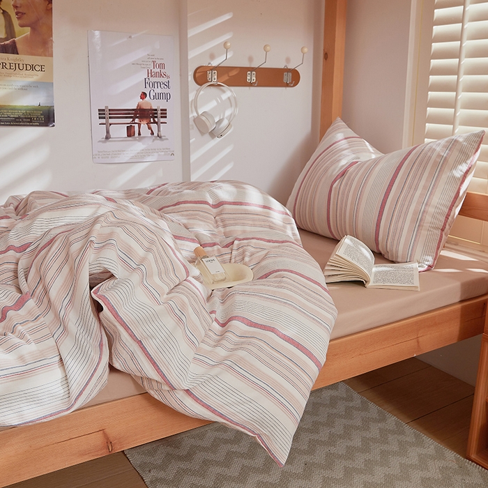 91家纺网 家纺一手货源 找家纺 DoDo 兜兜 2025新款全棉纯棉水洗棉学生三件套【可定做尺寸】    米拉-棕