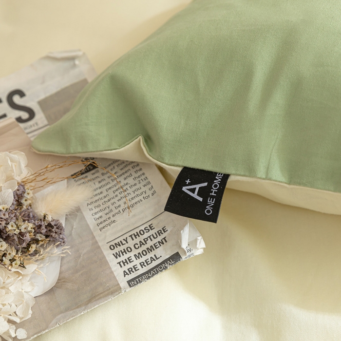 91家纺网 家纺一手货源 找家纺 涵宸家纺 2025新款全棉拼色纯色宿舍套件-米兰 米兰（奶白+月光绿）