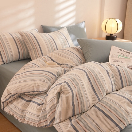 DoDo 兜兜 2025新款全棉纯棉水洗棉四件套【可定做尺寸】 米拉-蓝