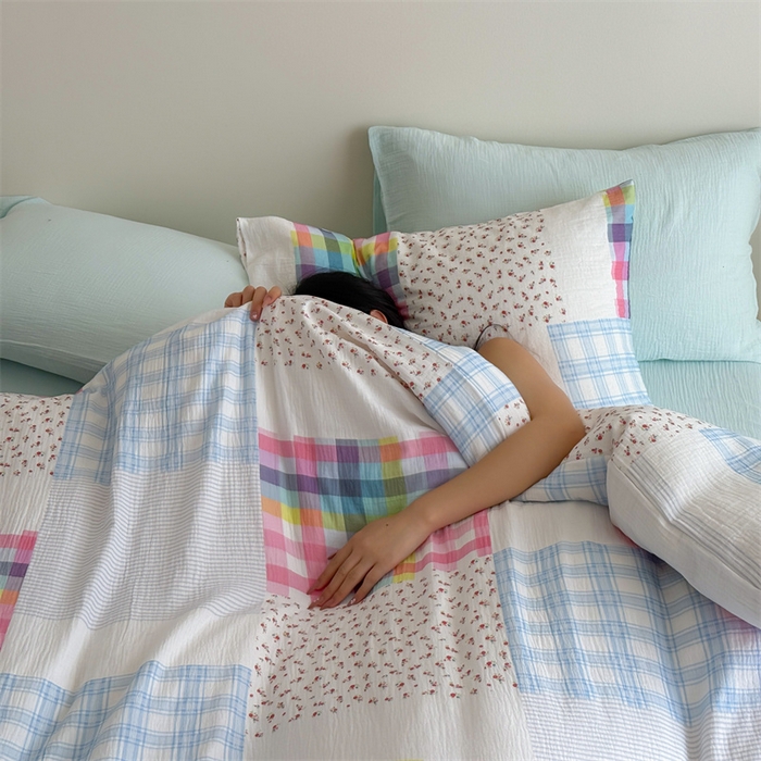 91家纺网 家纺一手货源 找家纺 （总）山舍家居 2025新款母婴级全棉双层皱皱纱四件套