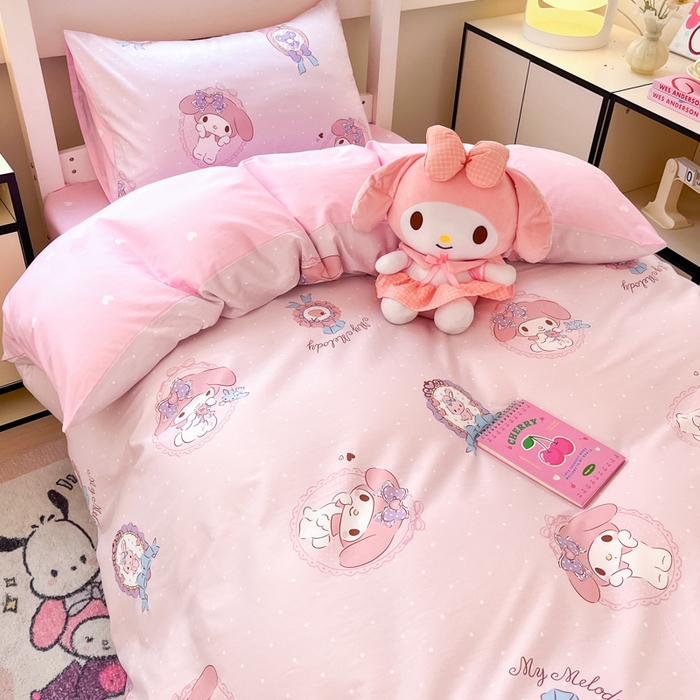 91家纺网 家纺一手货源 找家纺 暮思家居 2025新款三丽鸥授权全棉少女印花系列学生宿舍三件套四件套 小兔美乐蒂