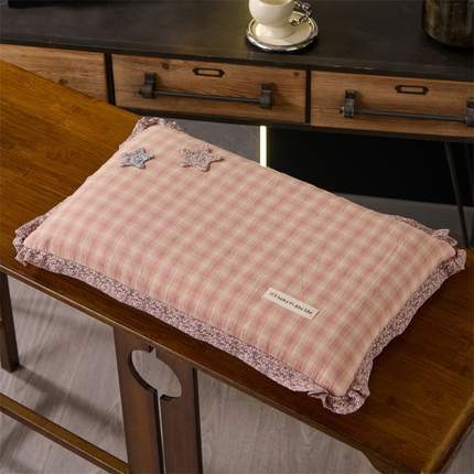 91家纺网 家纺一手货源 找家纺 （总）仁宇枕业 2025新款新品双层纱格子小星星全荞麦枕头枕芯