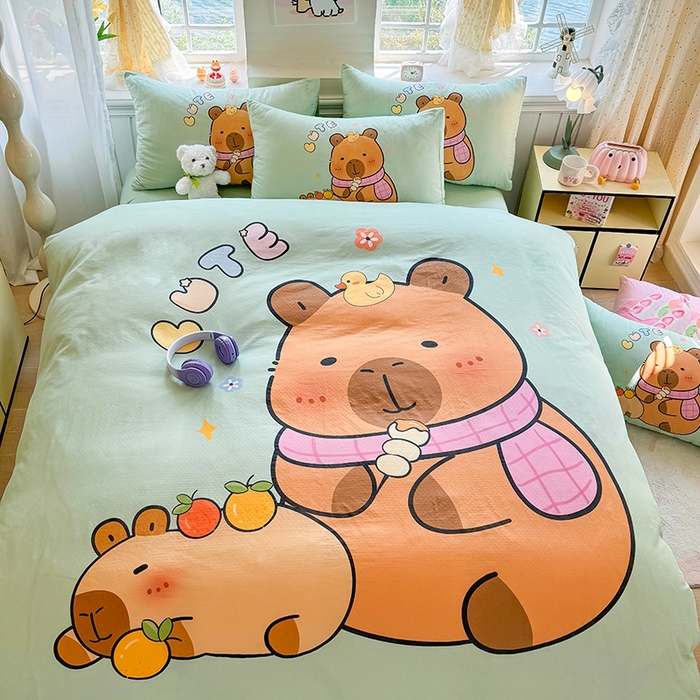 91家纺网 家纺一手货源 找家纺 馨语家居 2025新款全棉双层纱四件套 美食巴拉