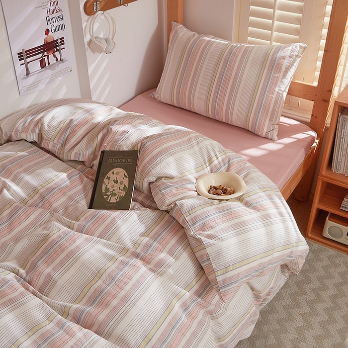 91家纺网 家纺一手货源 找家纺 DoDo 兜兜 2025新款全棉纯棉水洗棉学生三件套【可定做尺寸】    米拉-粉